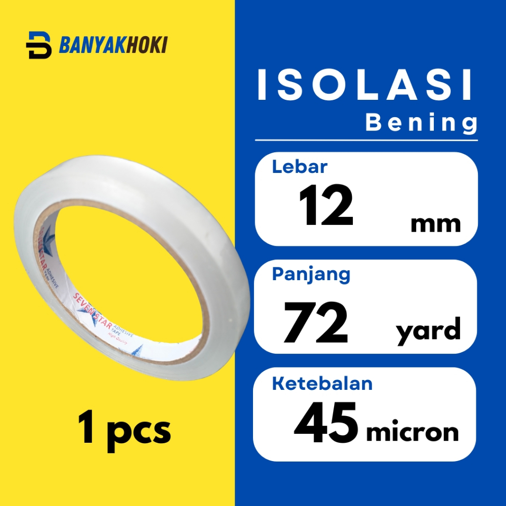 

isolasi bening solasi 12mm kuat rekat 1 pcs selotip