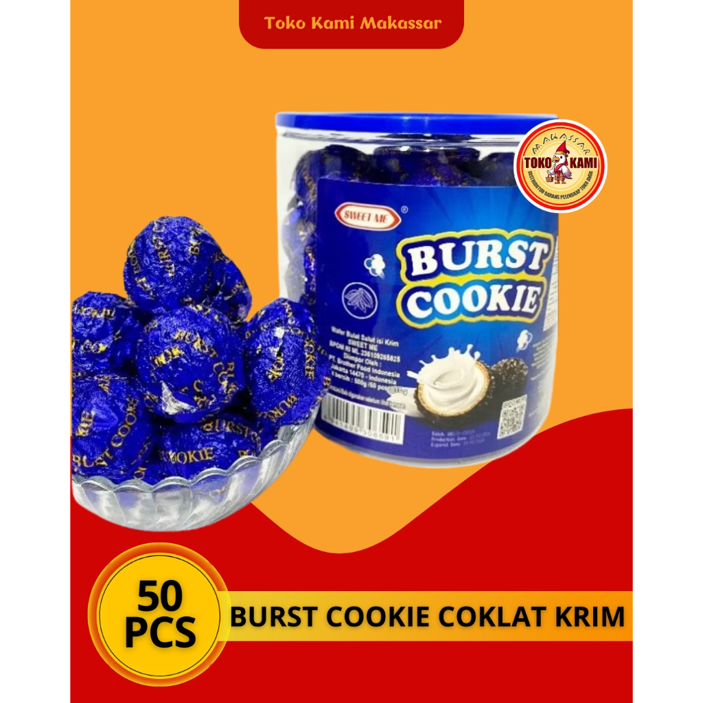 

SWEET ME BURST COOKIE BOLA COKLAT ISI KRIM TOPLES ISI 50 x10 Gr