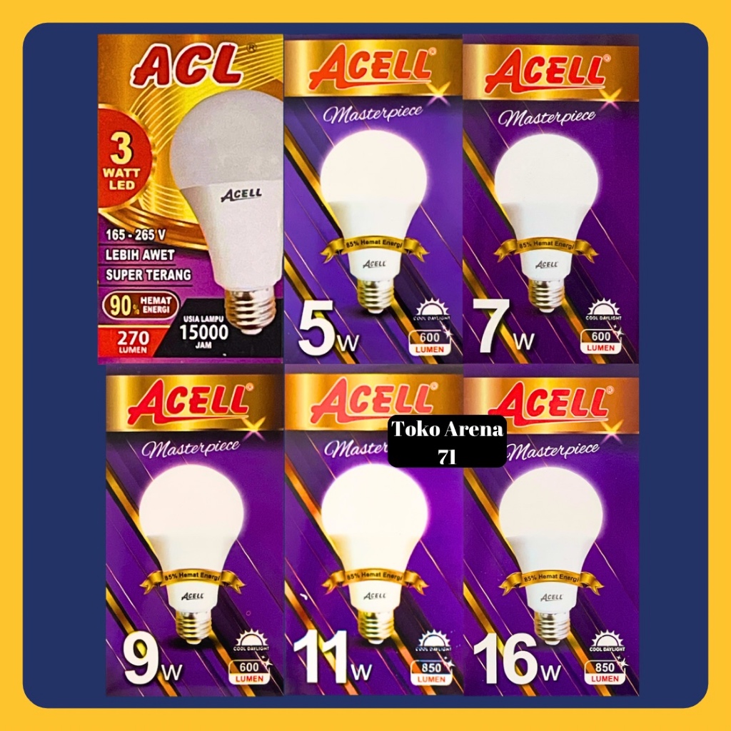 Lampu LED Acell / Bohlam LED Lampu Hemat Energi SNI 3 5 7 9 11 16W Watt