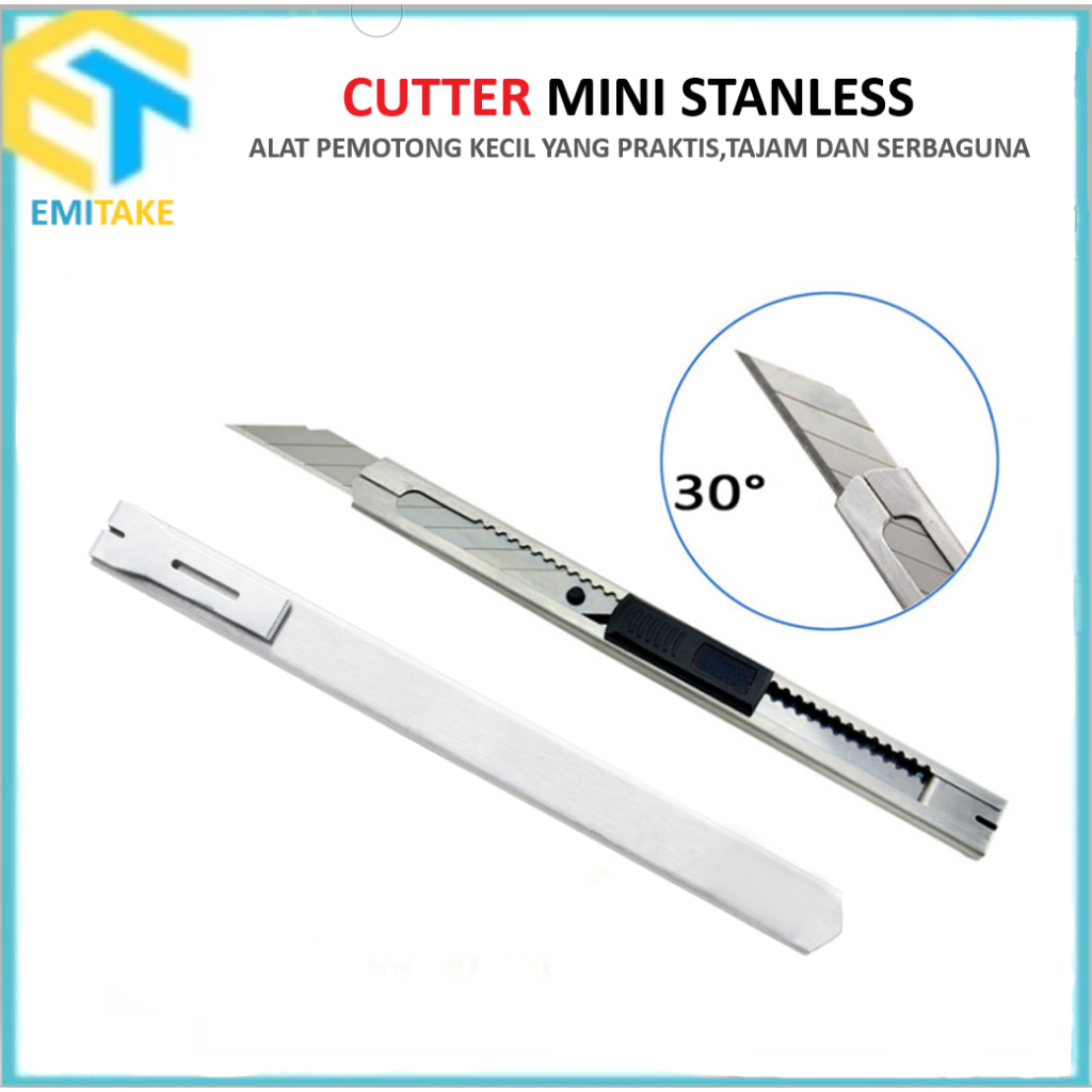 

Cutter Mini Stainless Pisau Cutter Pemotong Kertas Ukuran Kecil Cutter Portable Serbaguna