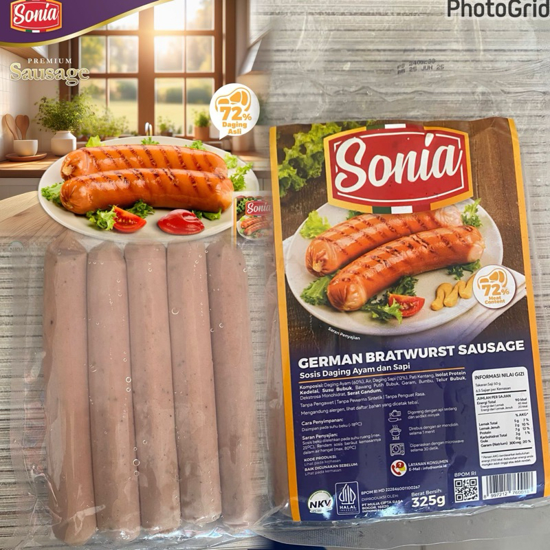 

GROSIR SONIA GERMAN BRATWURST SAUSAGE / SOSIS SONIA 325 GRAM
