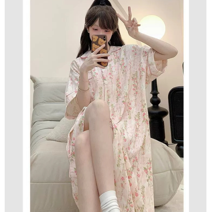 Daster Jumbo kancing depan full Baju tidur wanita Jumbo Piyama Import