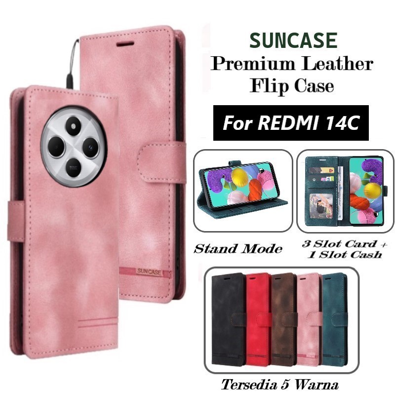 Casing hp XIAMI REDMI 14C model flip dompet softcase premium ada tali