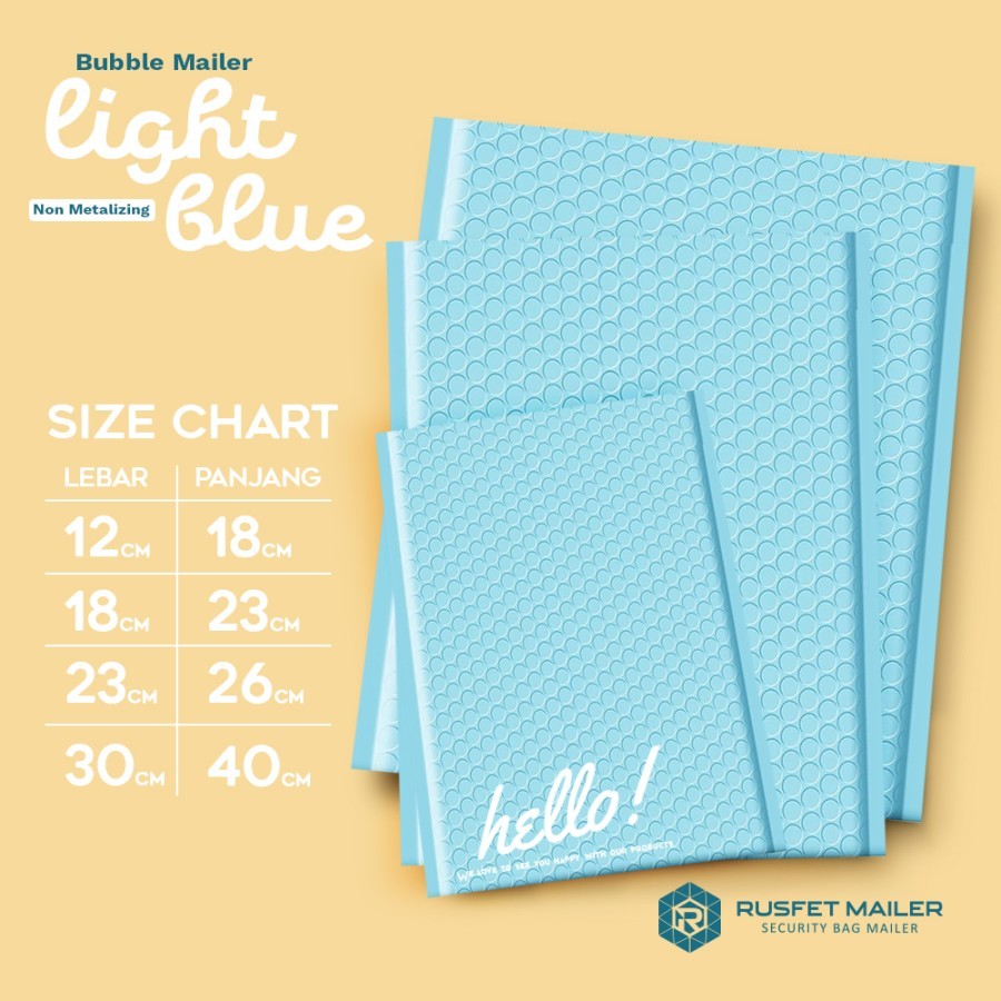 

AMPLOP BUBBLE - BUBBLE MAILER - BUBBLE PACKING HELLO POLOS Sky Blue 20 cm x 25 cm