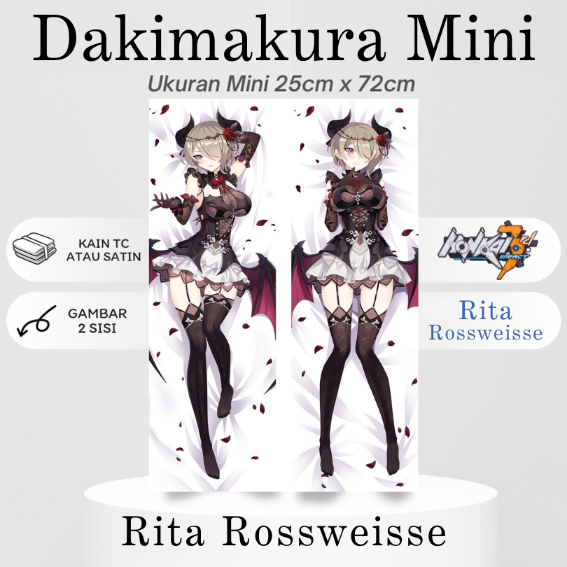 DAKIMAKURA MINI Honkai Impact 3rd RITA ROSWEISSE Bantal Anime Waifu Mini Honkai Impact 3