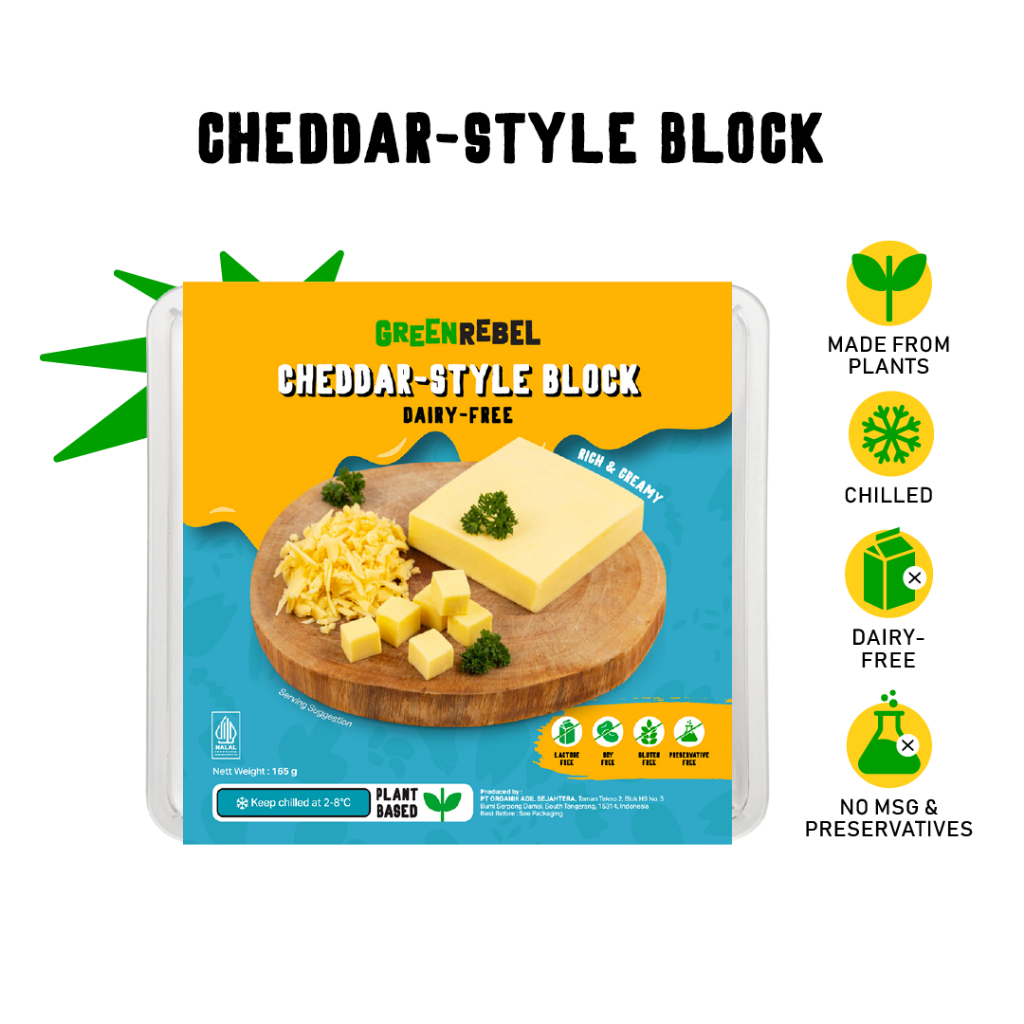

Green Rebel Cheese | Keju Cheddar Vegan | 200 gr