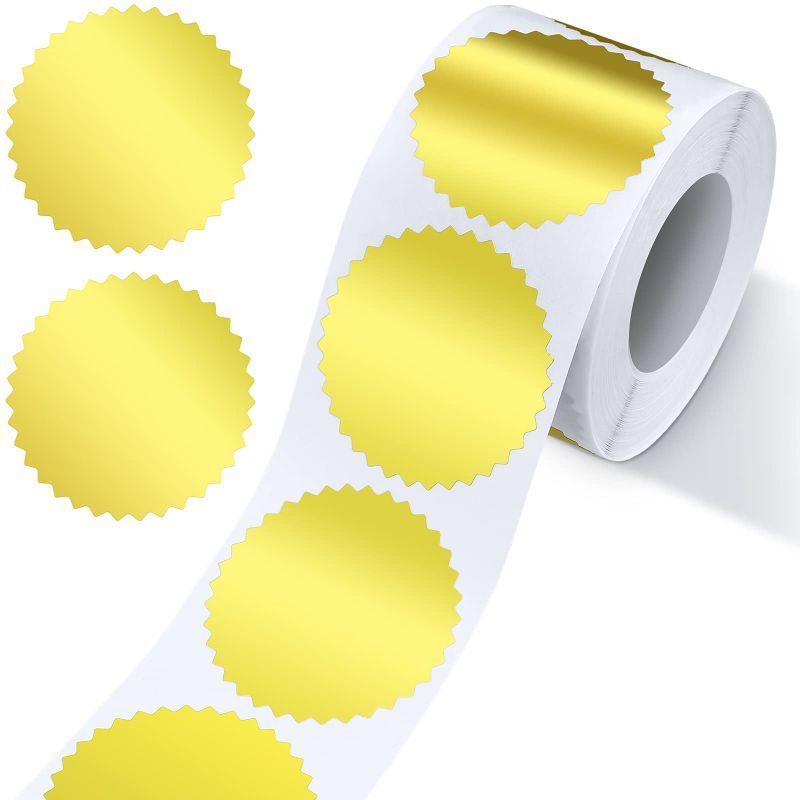 Sticker Seal Untuk Emboss Stamp Roll Sticker Emboss Custom Emas Perak 250pcs Stiker Holographic Seal