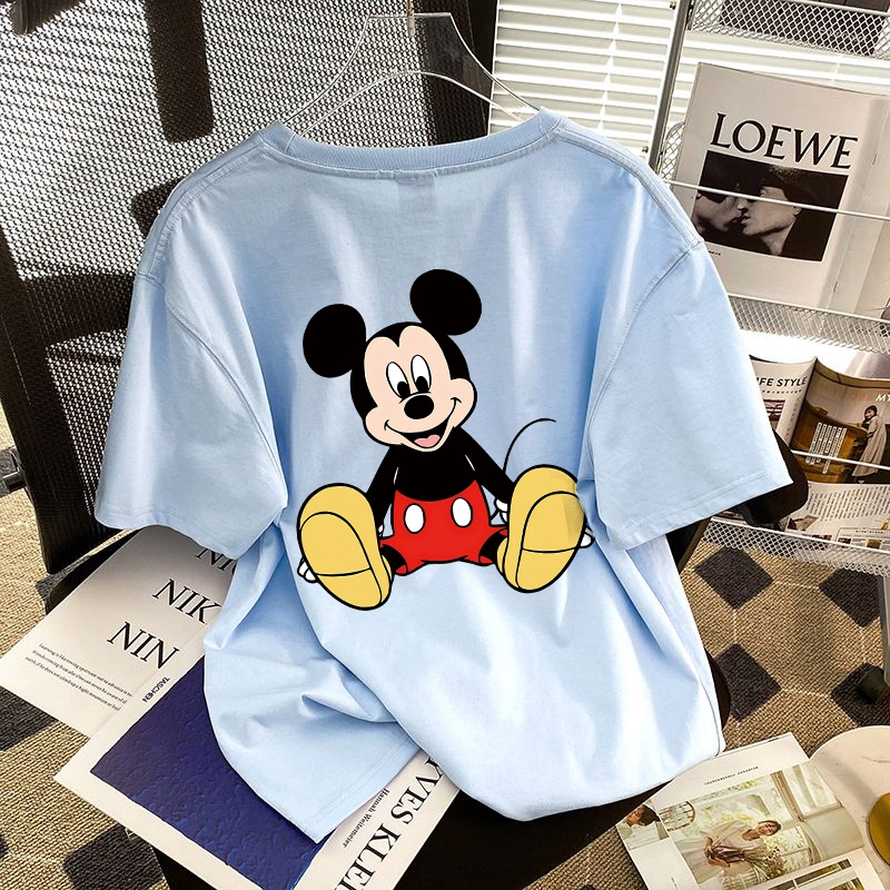 Forteid Tshirt Oversize Wanita Disney Series Mickey Mouse Baju Kaos Wanita Lengan Pendek Tebal Kaos 