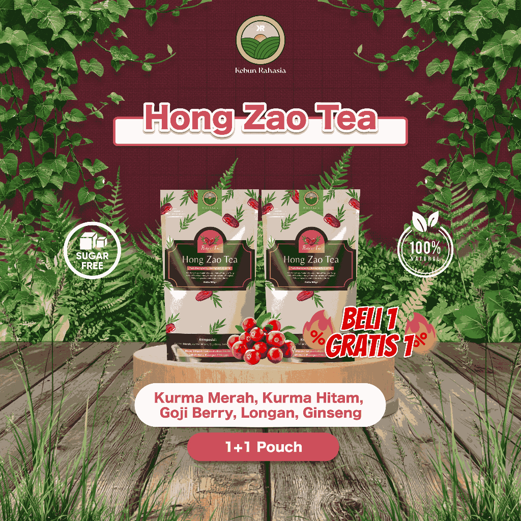 

RUBYZAO TEA Kebun Rahasia - Teh Angco / Angco Tea / Hong Zhao Tea 2 Pouch | Teh Herbal | Teh Kesehatan | Kesehatan Vitalitas yang Melonjak | Teh Kurma Merah Kurma Longan Goji berry Ginseng Kombinasi Teh Buah