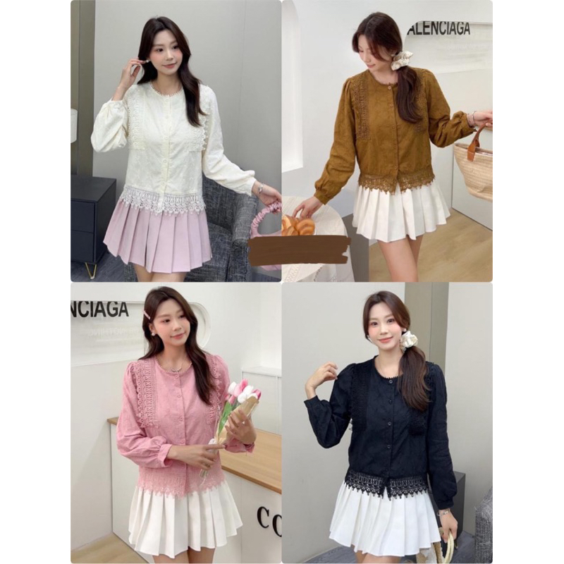 BLOUSE RUFFLE LENGAN PANJANG BAHAN KATUN BORDIR IMPORT