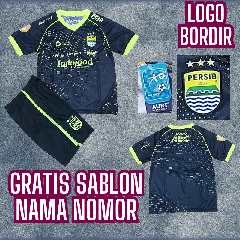 Jersey Persib Bandung Hitam/Baju Ciro Persib Bandung Umur 7-13Thn