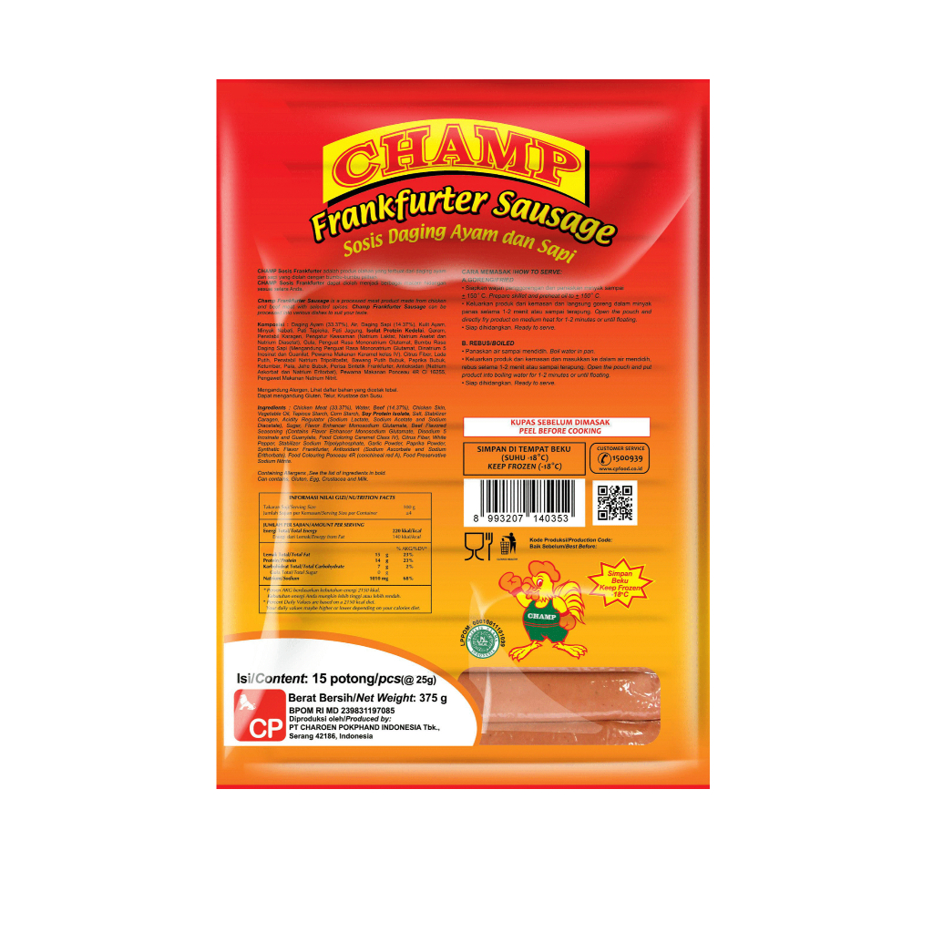 

Champ Frankfurter Sausage 375 Gram