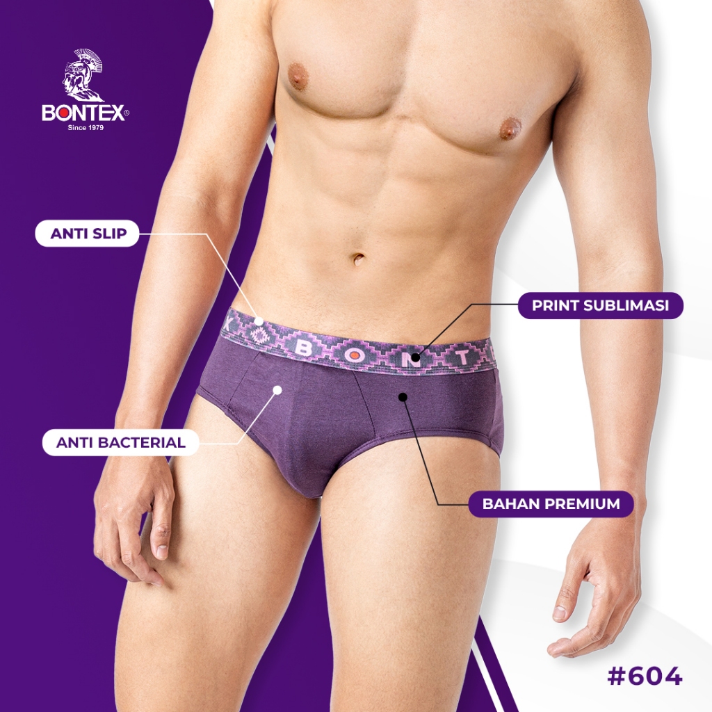BONTEX New Super 604 - Celana Dalam Pria - Bahan Katun Sehari Hari