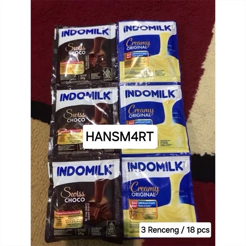 

3 Renceng 18 pcs susu Indomilk Susu Kental Manis Sachet 37gr