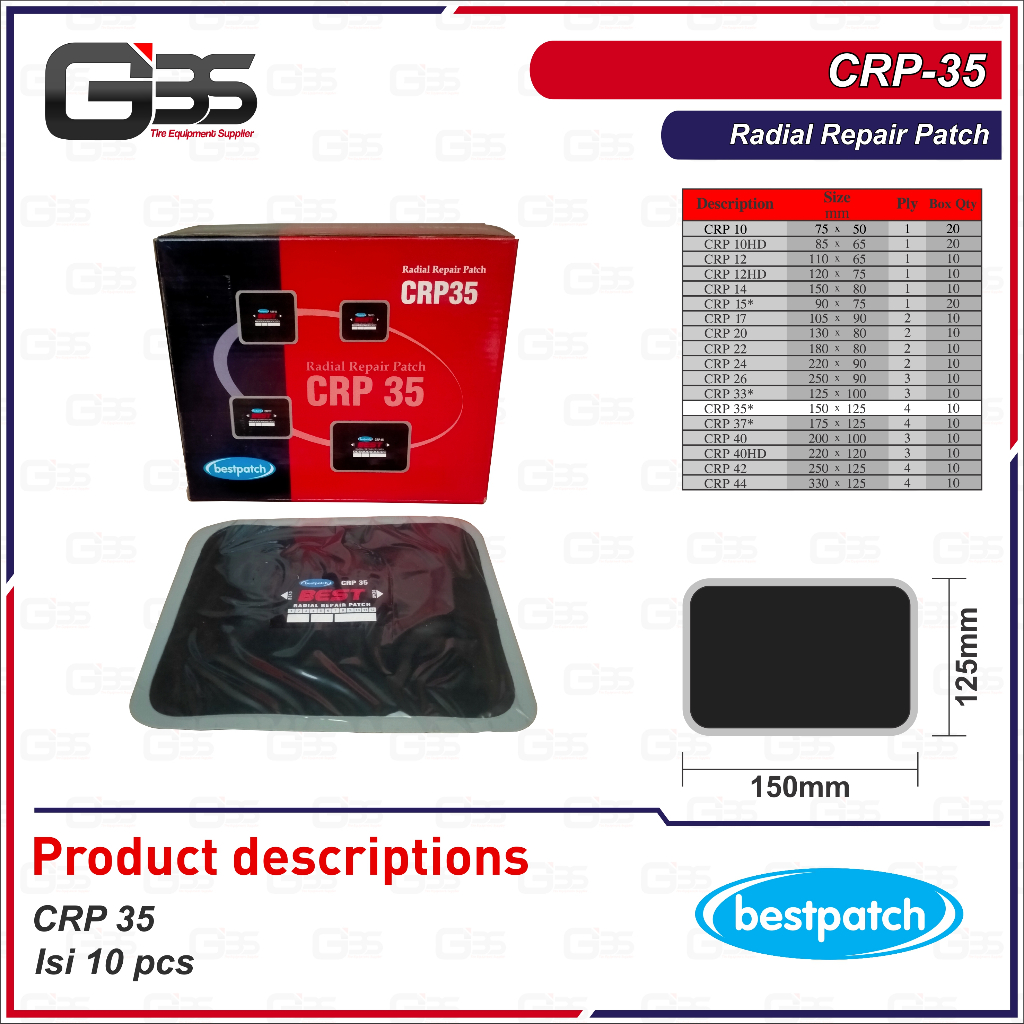 Bestpatch CRP 35 - Karet Tambal Ban Tubeless Radial Bestpatch CRP35