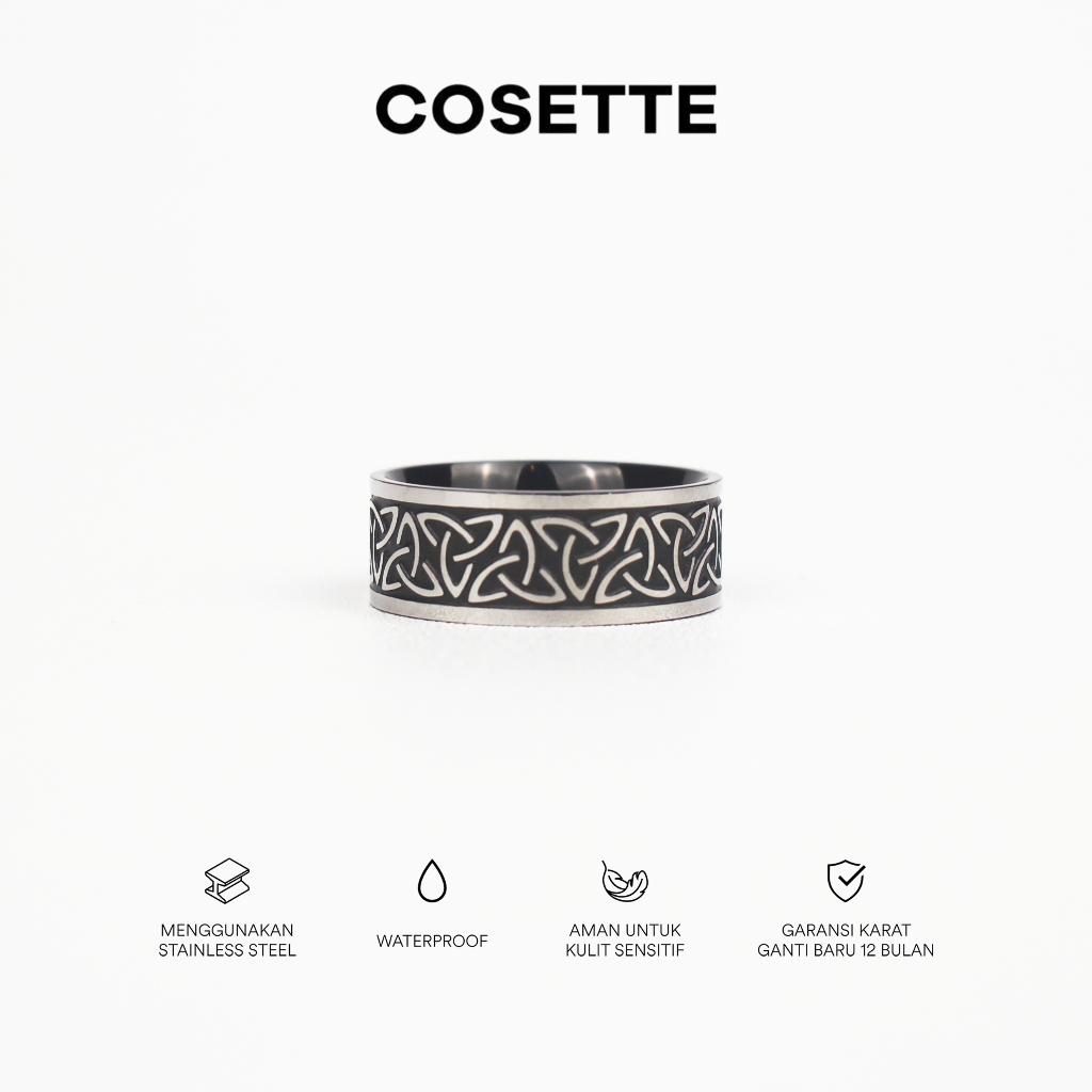 Zion Stainless Anti Karat Vintage Ring Cosette Cincin Hitam Anti Karat Murah Pria Wanita Unisex Simp