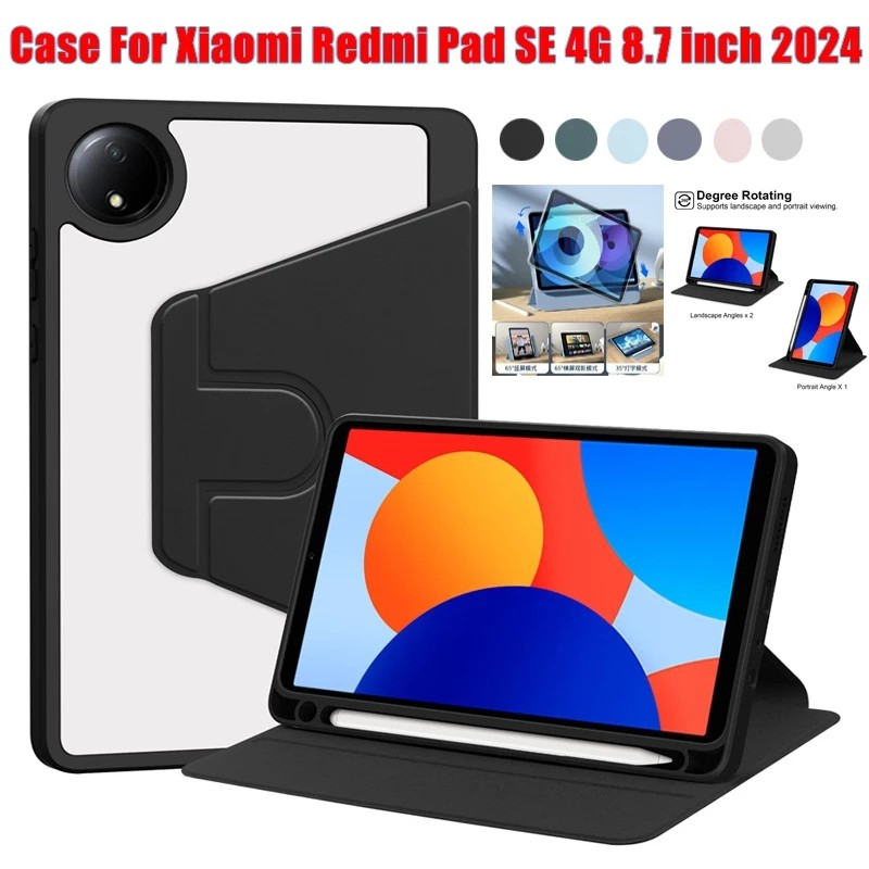 Case Xiaomi Pad Mini /Redmi K Pad 8.8 Inch/ Redmi Pad SE 8.7 Inch 360 Rotate Flip Case Acrylic Cryst
