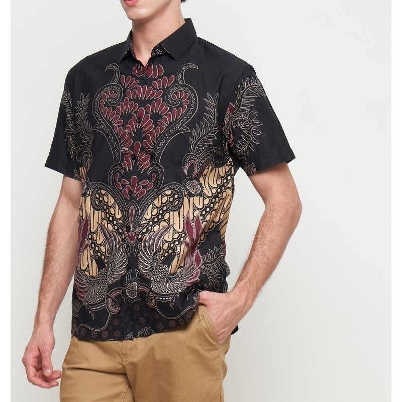 baju batik pria kemeja batik slim fit hem pria modern
