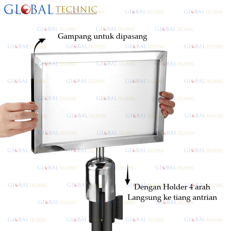

Sign Frame A4 Standing Holder Signage Poster Stainless / Papan Petunjuk Tiang Antrian