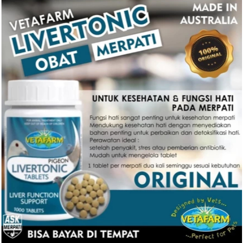 LIVERTONIC VETAFARM OBAT PENETRAL BURUNG VITAMIN HATI DETOX RACUN MERPATI BALAP