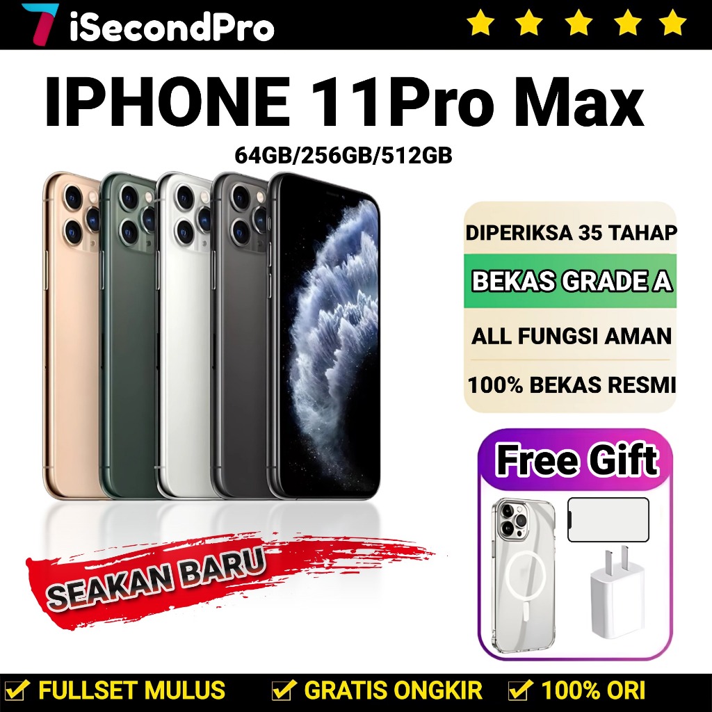 Apple iphone 11 Pro Max 64GB 256GB Second fullset Mulus 100%Original Sinyal aman All operater like n