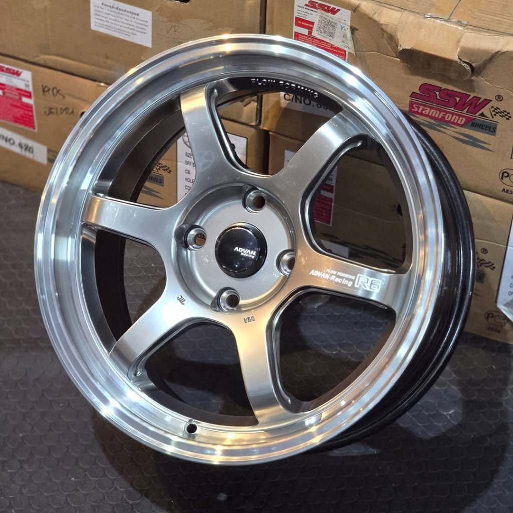 Velg Advan R6 Ring 17 Lebar 7,5 ET 40 PCD 4x114 Warna Grey Polish | Velg Mobil Ring 17 | Velg Mobil 
