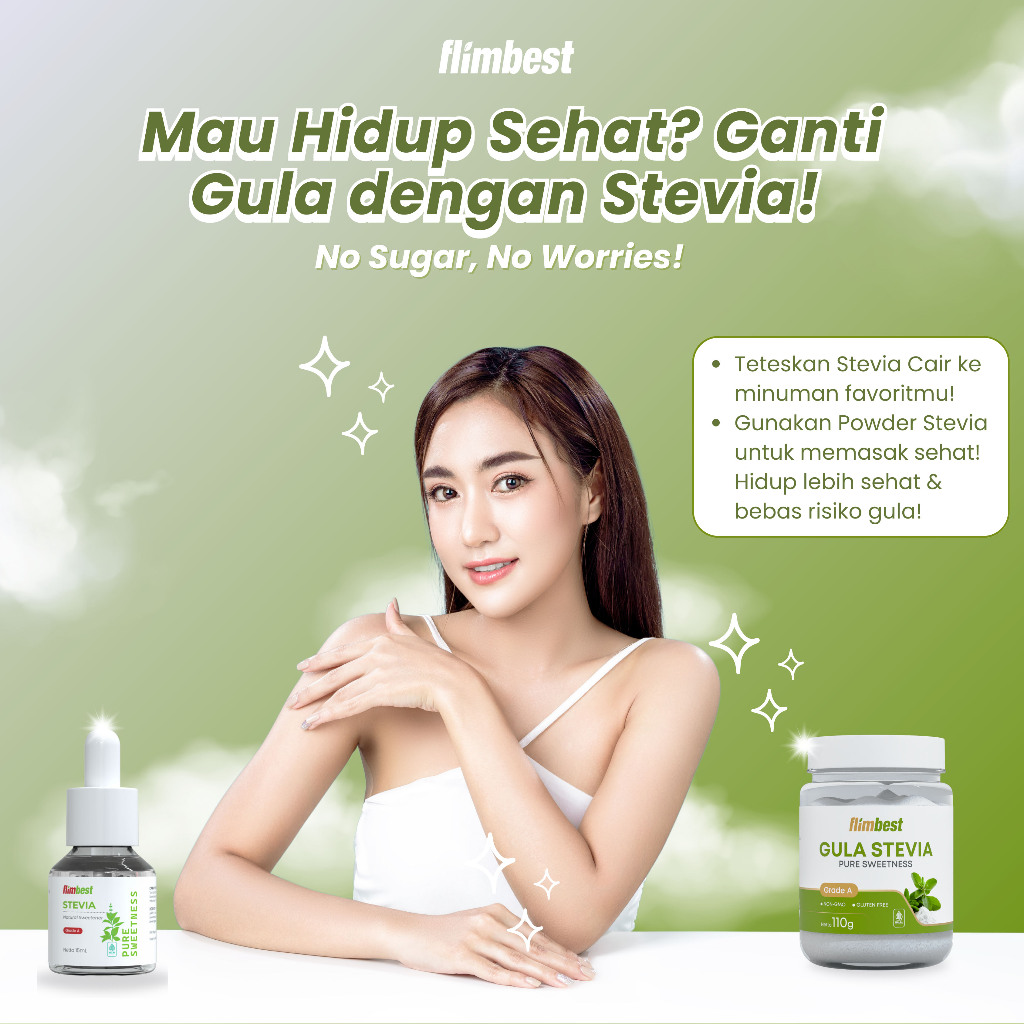 

BIG SALE Flimbest Stevia Liquid | Stevia Bubuk Pure Sweetness 5ML ORIGINAL Pemanis Alami - Grade A (Premium Quality) Zero Kalori Bebas Gula 0 Gr Sugar BPOM HALAL