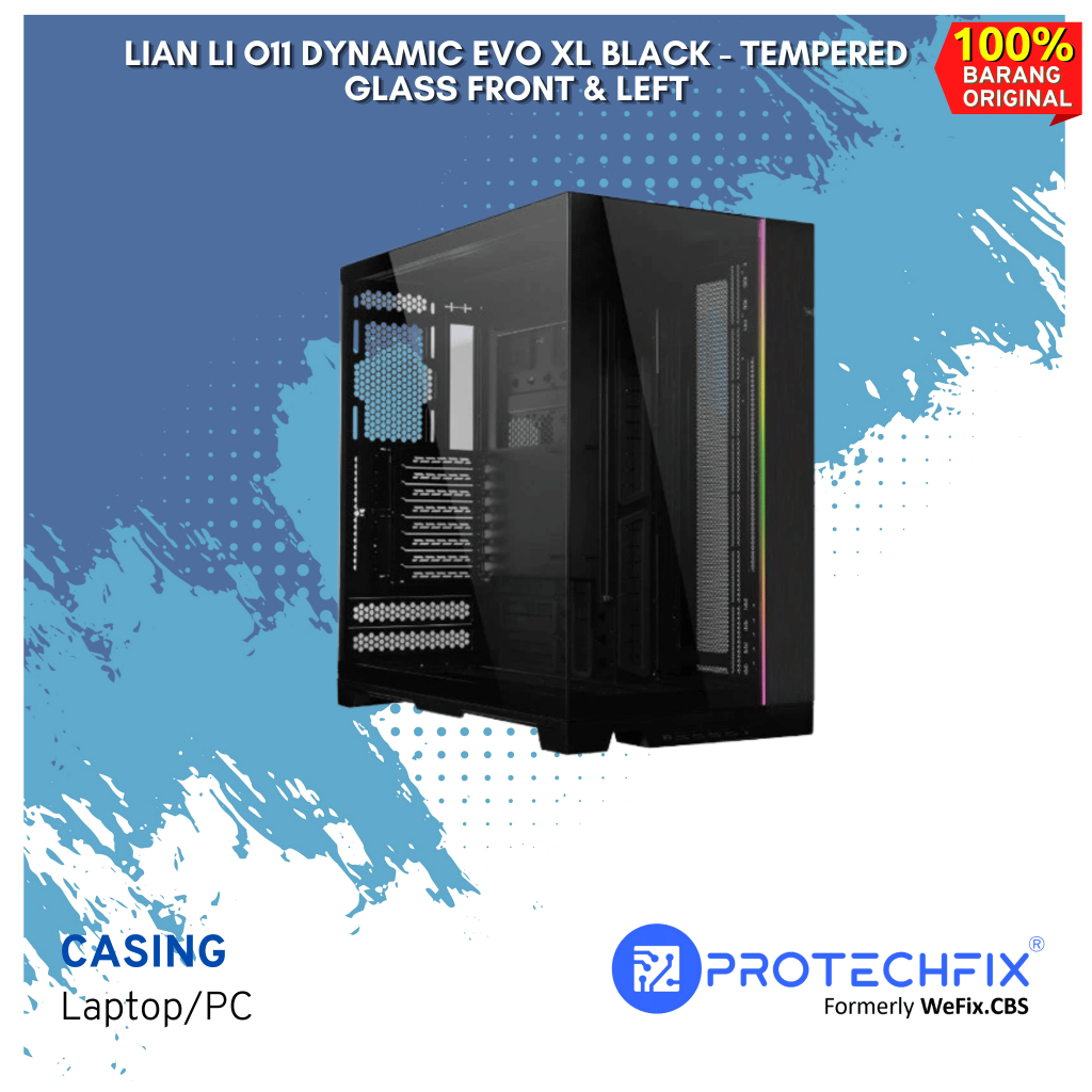 LIAN LI O11 DYNAMIC EVO XL BLACK - TEMPERED GLASS FRONT & LEFT
