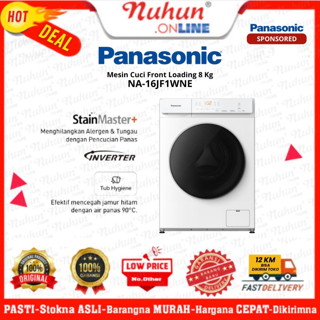 Panasonic NA-16JF1WNE Mesin Cuci Front Loading 8 Kg Putih Inverter Hygiene Care