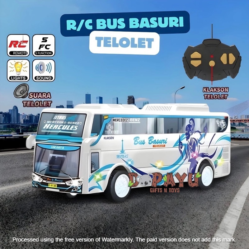 Mainan Bis Mobil Telolet RC BUS BASURI 6176E