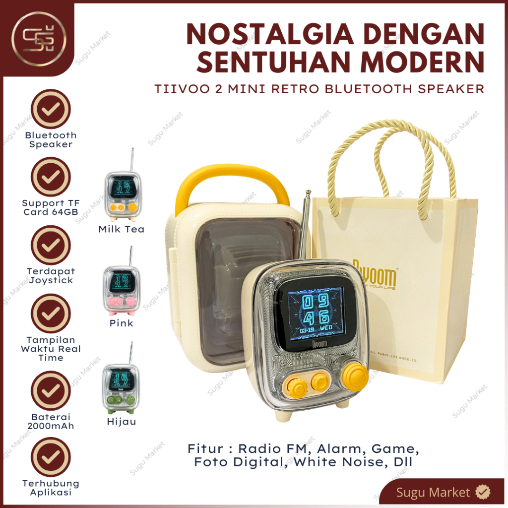 Speaker Bluetooth Tiivoo 2 Mini Retro Radio I Speaker Bluetooth Mini Retro Radio Pixel Art Tiivoo 2