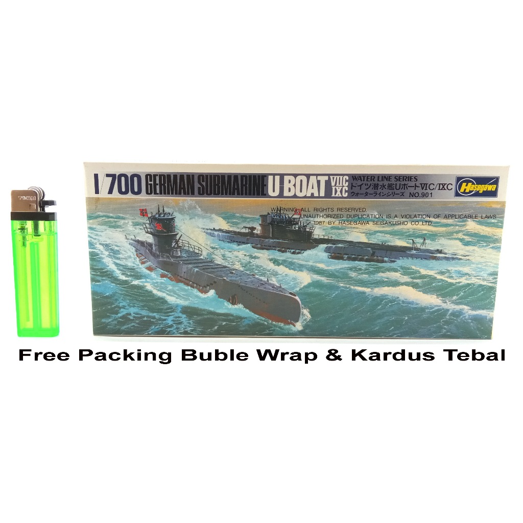 Hasegawa Model Kit Mokit German Submarine U Boat VIIC Dan IXC Kapal Selam Jerman Skala 700 Water Lin