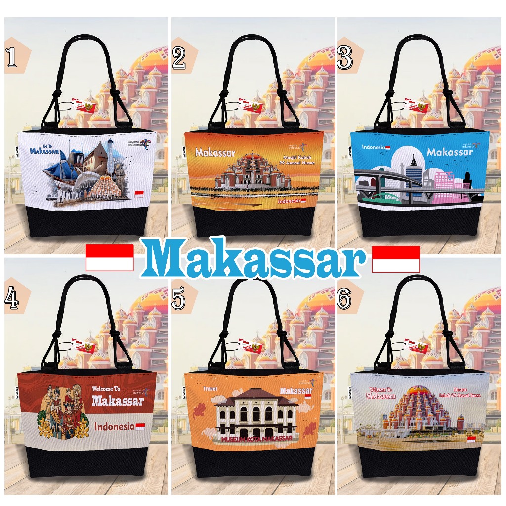 TAS TOTE BAG MAKASSAR, TAS TALI SUMBU 6 MOTIF SIAP KIRIM TSH 1 001