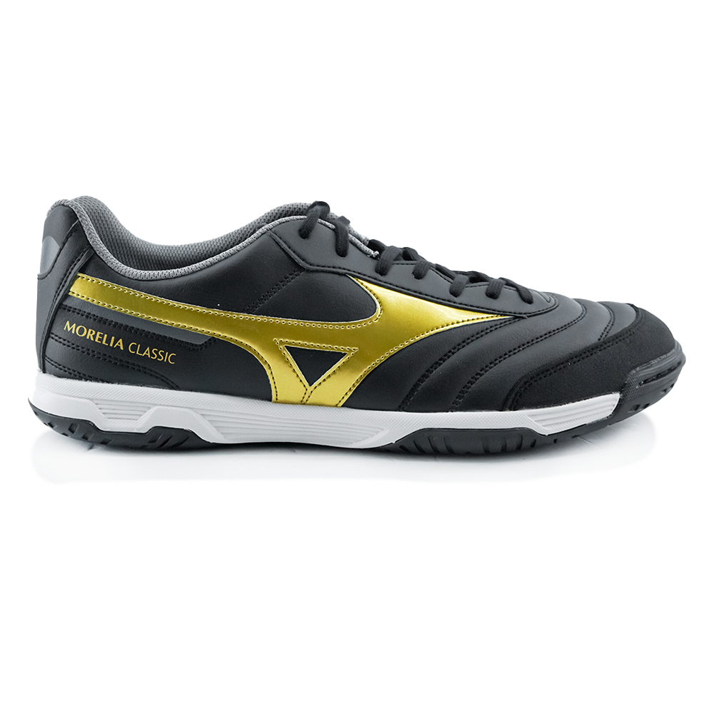 MIZUNO Sepatu Futsal Morelia Sala Classic IN Black Gold Dark Shadow