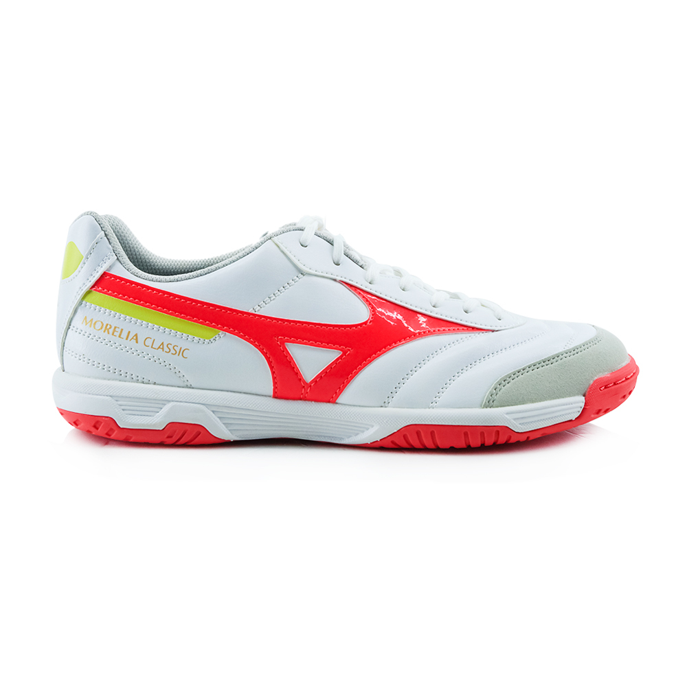 MIZUNO Sepatu Futsal Morelia Sala Classic IN White Fiery Coral 2 Bolt 2