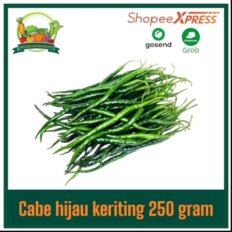 

Cabe cabai hijau keriting 250 gram - KIRIM INSTAN