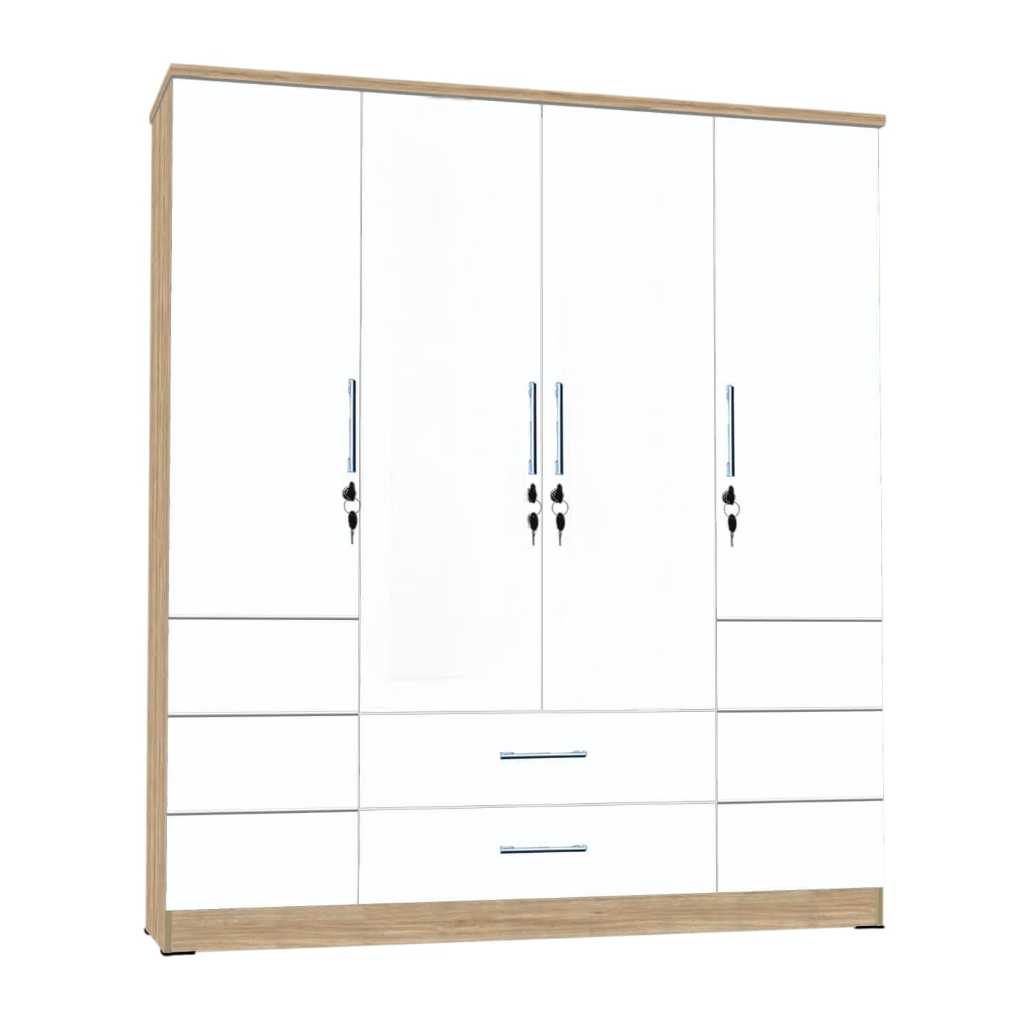 LEMARI PAKAIAN MINIMALIS 4 PINTU TANPA KACA