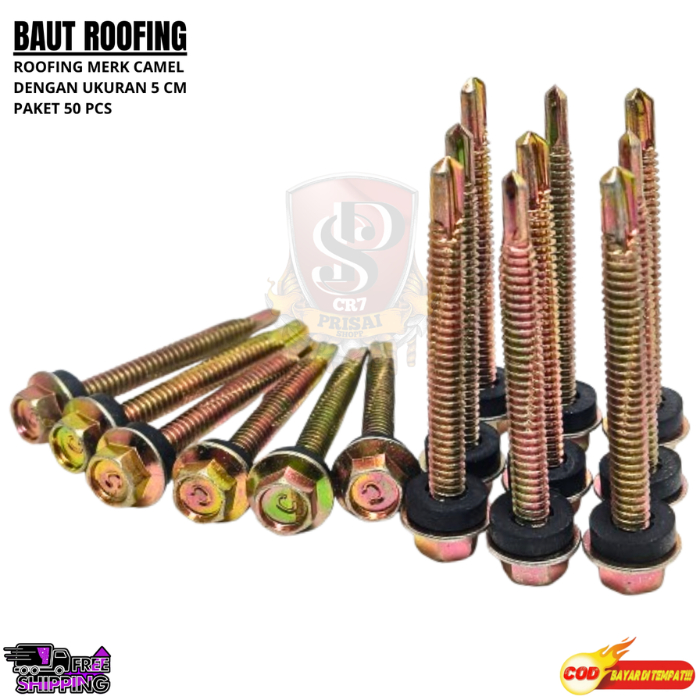 Baut Roofing 5cm 1Bungkus isi 50pcs /Skrup Roofing / Baut Atap Baut Buat Pasang Spandek Paku Roofing