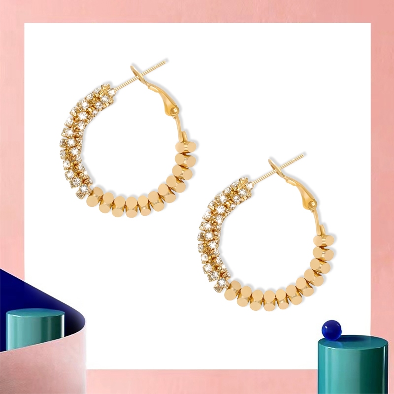 HUSSIAN Anting Emas 10K - Anting Lingkaran Moissanite Wanita - Anting Cantik