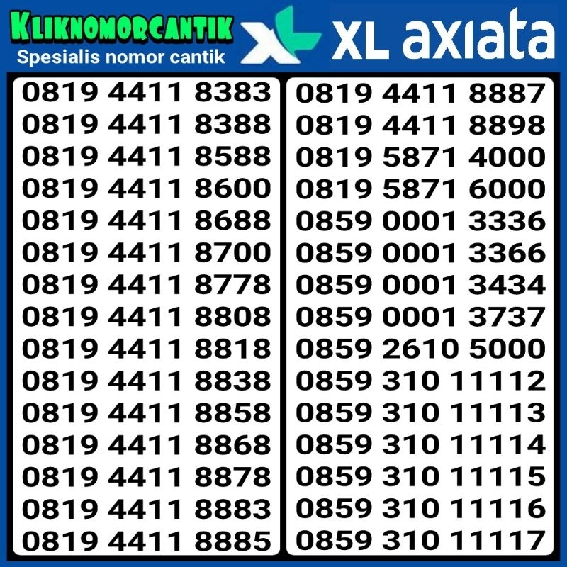 Nomor Cantik XL support 4G&5G kartu perdana XL Super 2