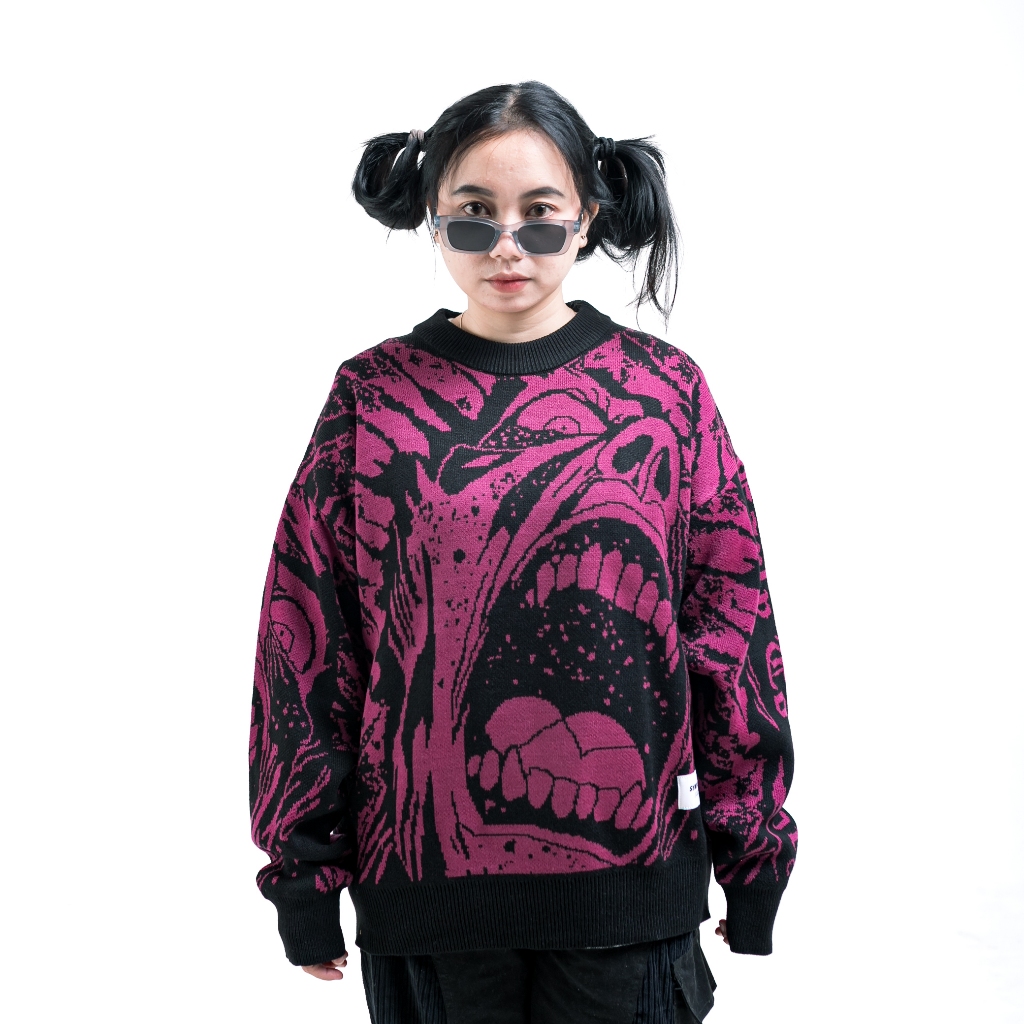 Symposia Crewneck Knit Wear Cardigan Knit Wear Black Purple Early To Glory