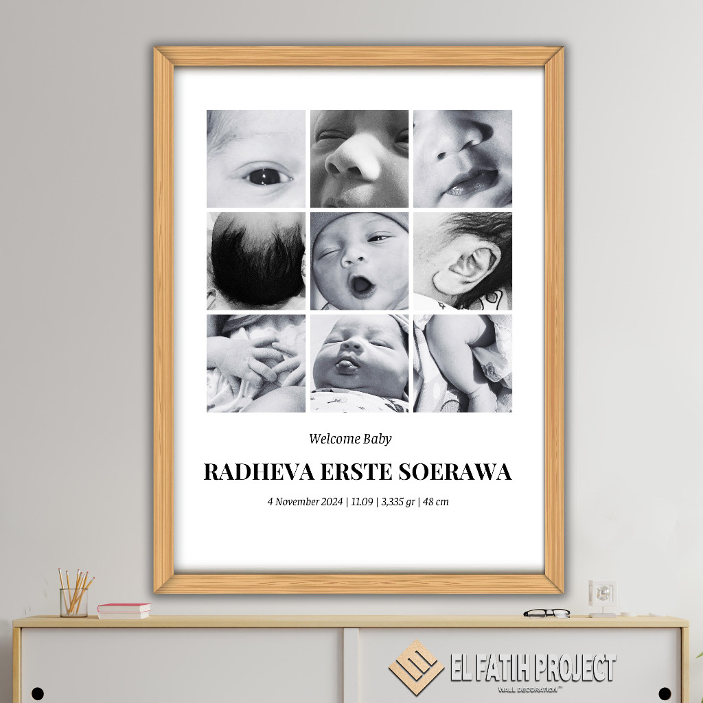 CETAK PHOTO BIODATA BAYI + BINGKAI KAYU MDF