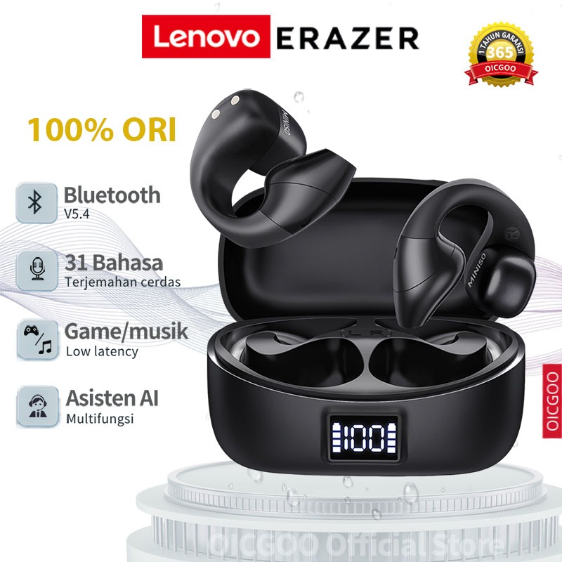 ZNP X MINISO MS155 TWS Ear Clip Headphones Bluetooth 5.4 Wireless Charging Earhook LED Display Sport