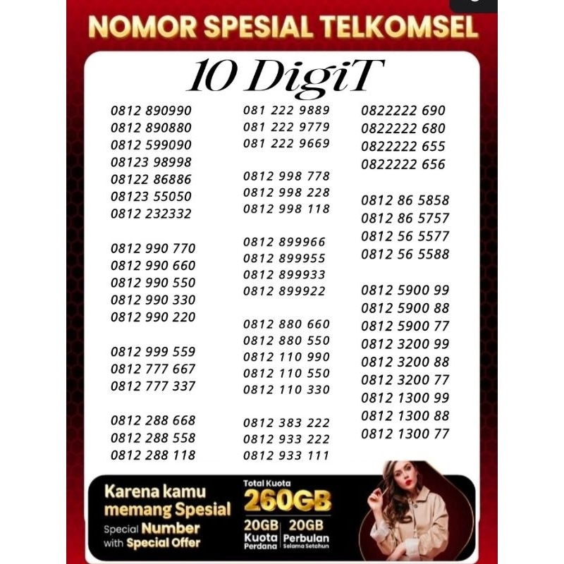 NOMOR CANTIK TELKOMSEL 10 DIGIT BONUS KUOTA DATA GRATIS SELAMA 1 TAHUN MASA AKTIF 3 TAHUN