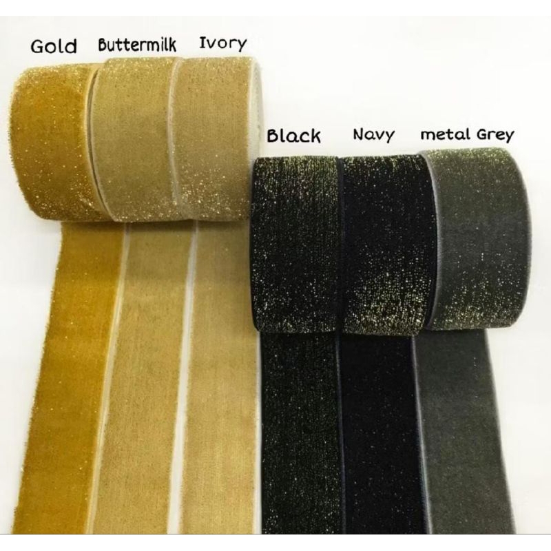 

1 YARD - 2.5 CM PITA BLUDRU GLITER HALUS | VELVET GLITER GOLD (1")