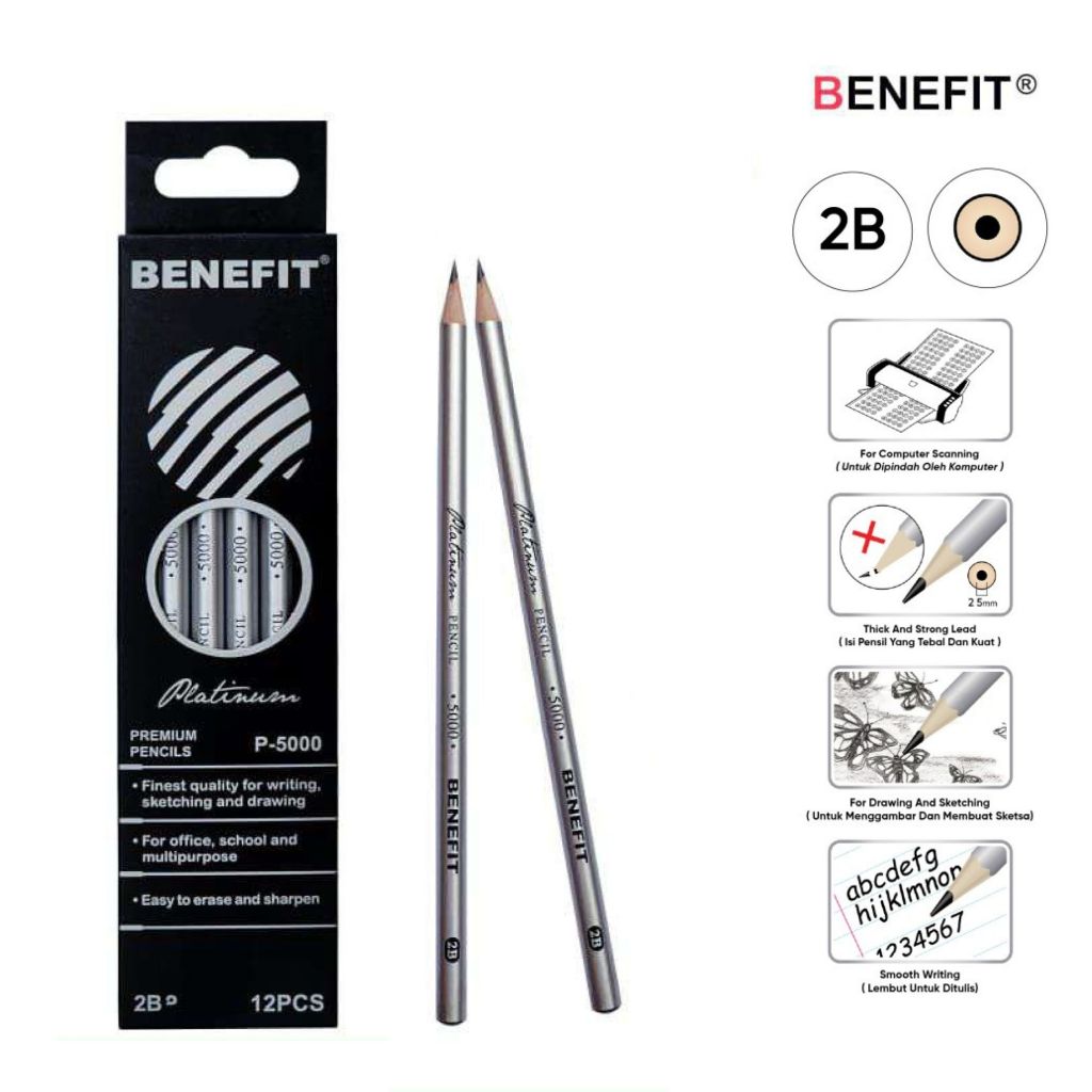 

( 1 LSN / 12 PCS ) PENSIL 2B PLATINUM BENEFIT P-5000