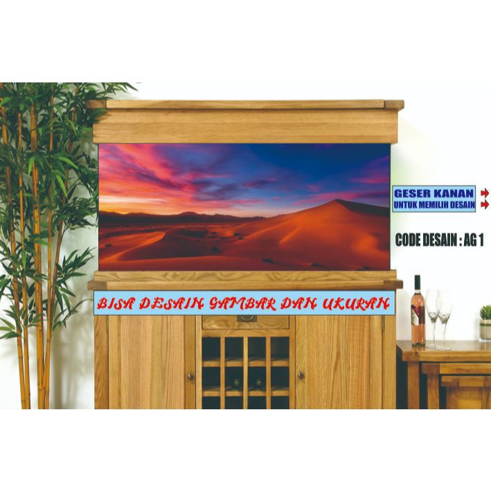 sticker wallpaper baground aquarium belakang 3d motif pemandangan