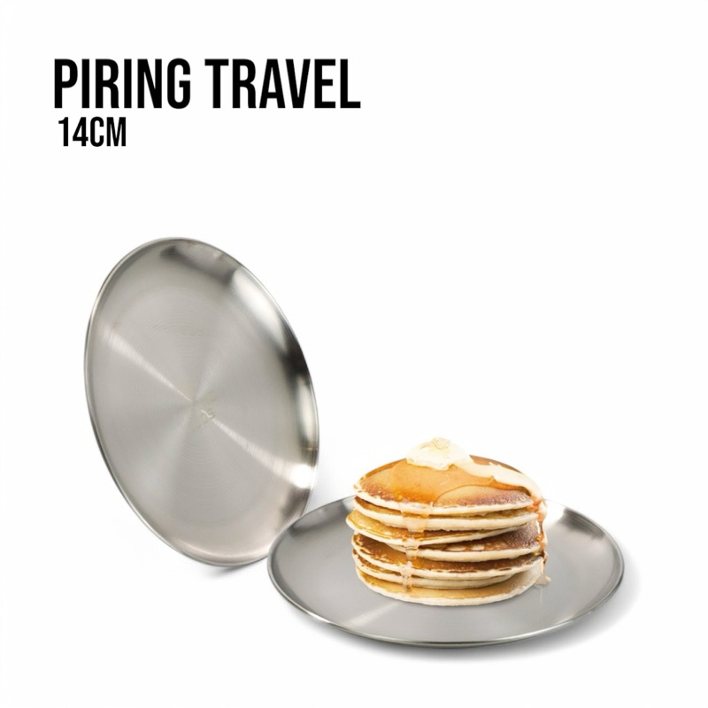 piring stainless makan outdoor / piring camping 14cm one two cup