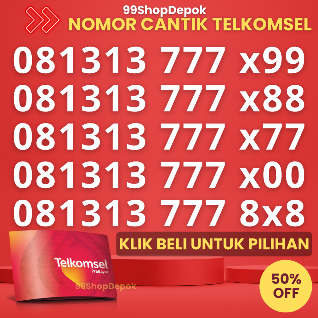 Kartu Perdana Nomor Cantik Telkomsel Simpati KODE 65.5 - Nomer Cantik Telkomsel 1313 777 No Cantik S