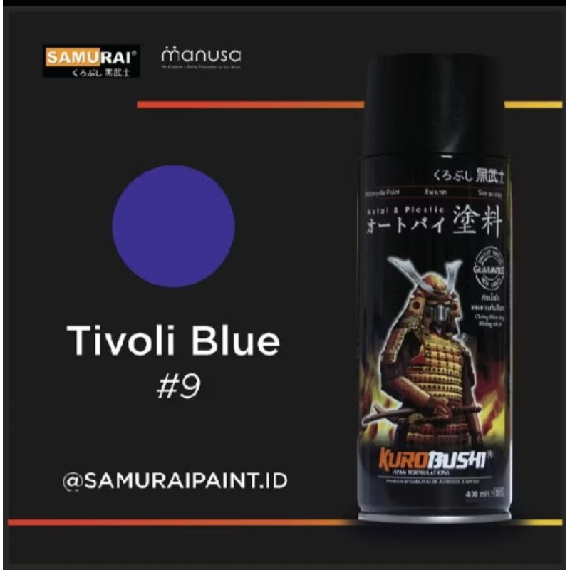 SAMURAI PAINT #9 TRIVOLI BLUE CAT SEMPROT SPRAY PILOK WARNA BIRU TUA
